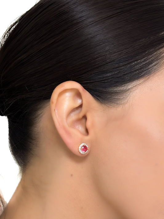 ARETES BROQUEL ZIRCONIAS BAÑO DE ORO PUNTO JOYERIA