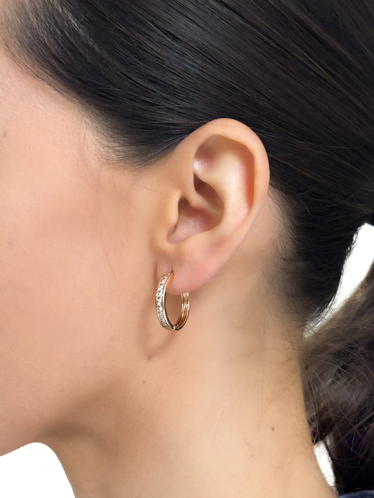 Aretes aro zirconias baño oro PUNTO JOYERIA