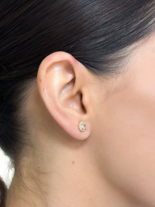 ARETES BROQUEL ZIRCONIAS BAÑO DE ORO PUNTO JOYERIA