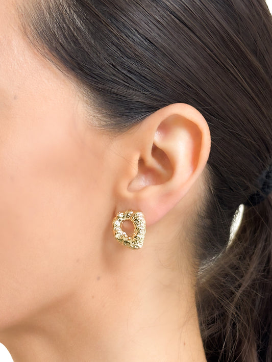 Aretes irregulares baño de oro PUNTO JOYERIA