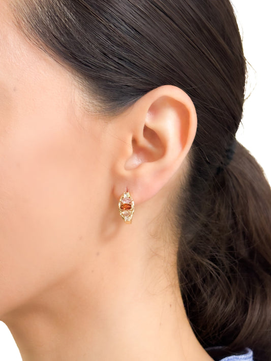 Aretes aro zirconias baño de oro PUNTO JOYERIA