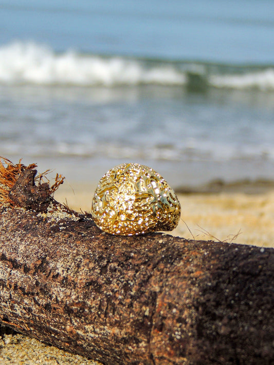 Anillo rugoso ajustable baño de oro PUNTO JOYERIA