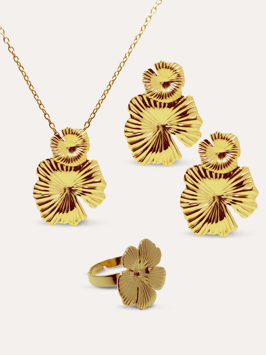 Set de flores 3pz acero PUNTO JOYERIA