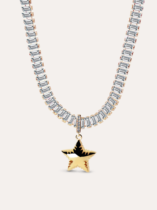 Collar estrella globo zirconias dorado PUNTO JOYERIA