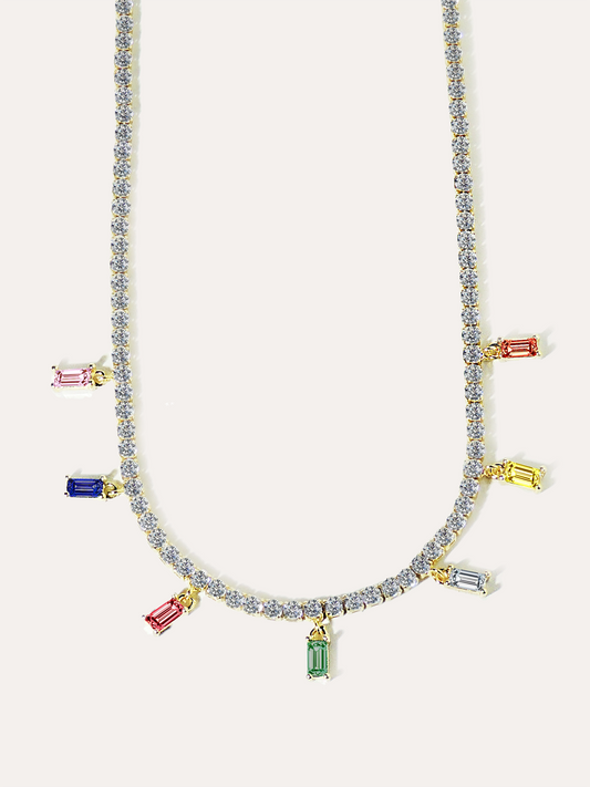 Collar zirconias multicolor dorado PUNTO JOYERIA