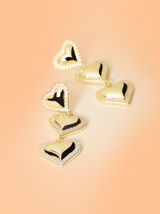 Aretes corazon dorado PUNTO JOYERIA