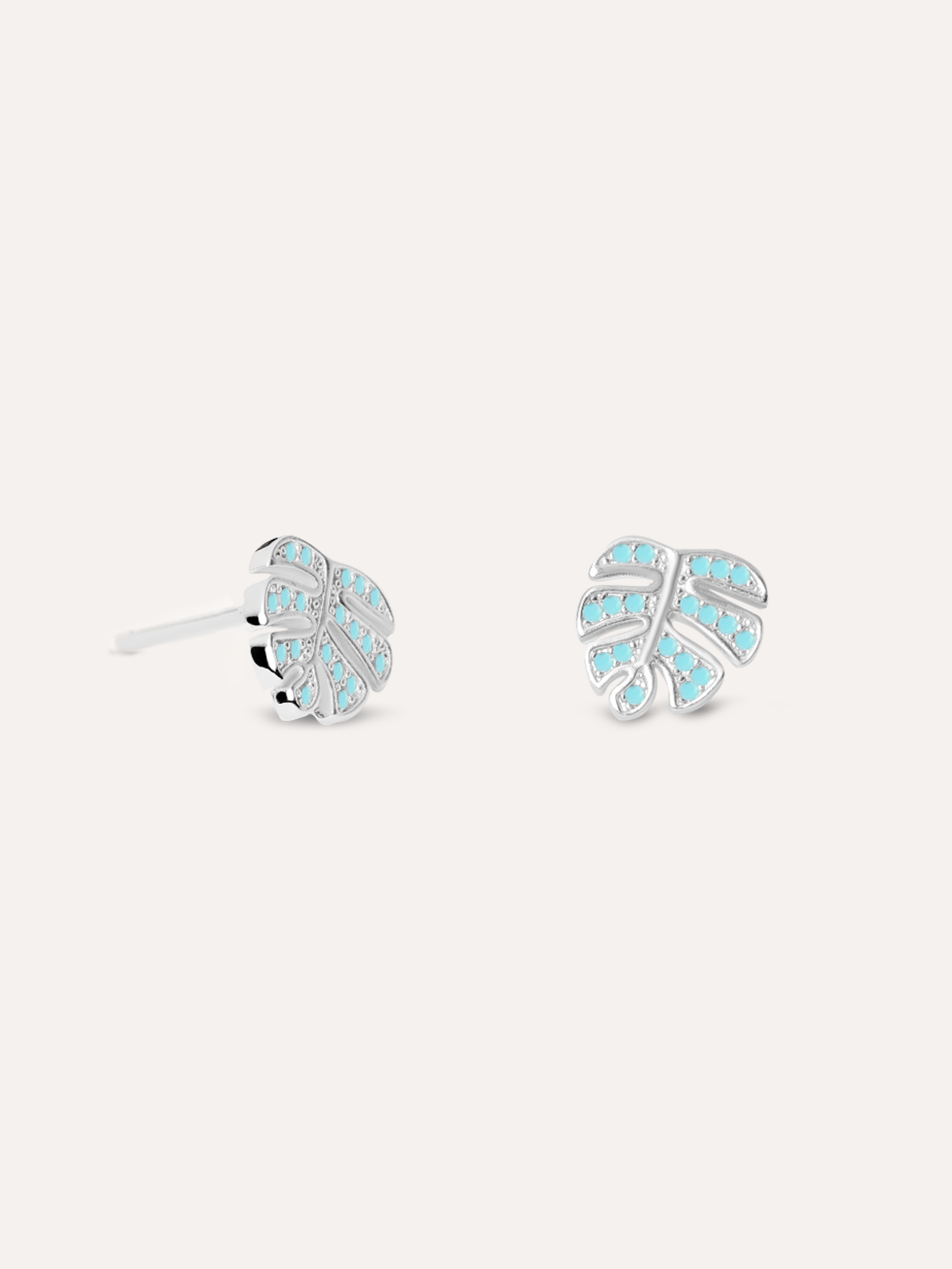 Aretes hoja zirconias plata PUNTO JOYERIA