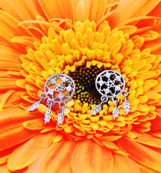 Aretes atrapa sueños colgante zirconias plata PUNTO JOYERIA