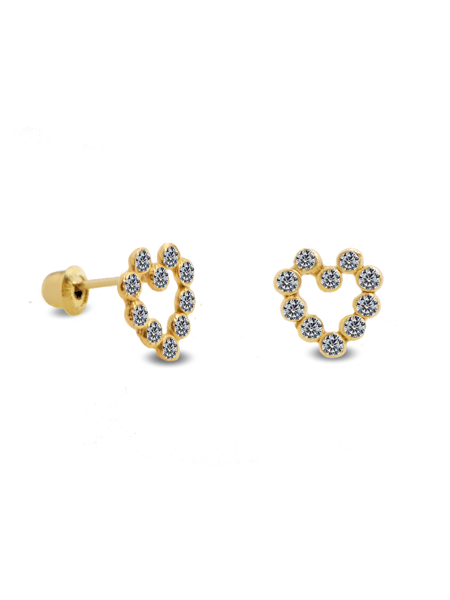 Broqueles corazon zirconias oro PUNTO JOYERIA