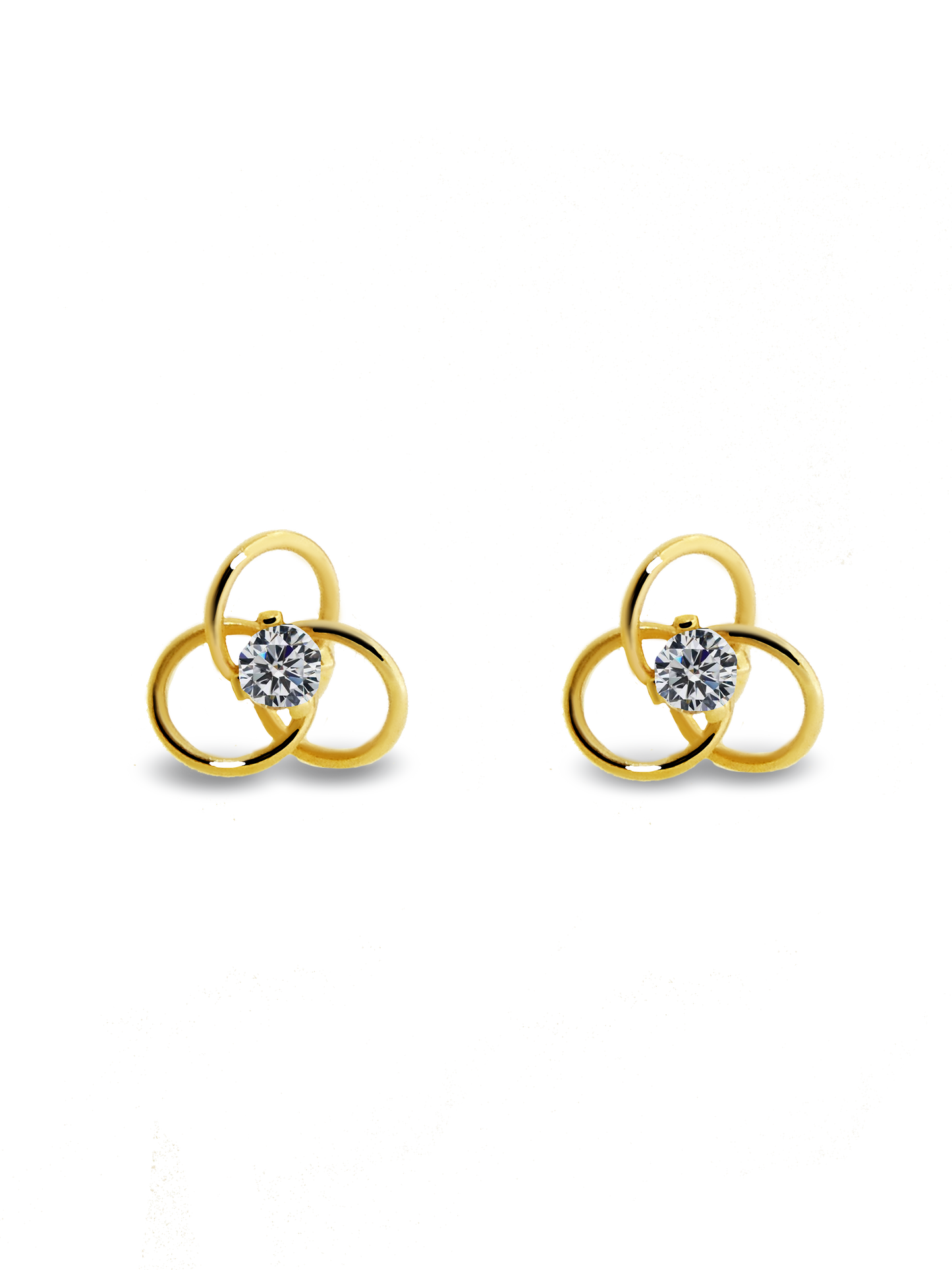 Broqueles zirconia tres aros oro PUNTO JOYERIA