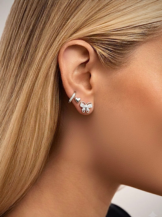 Set de 3 pares de aretes en baño de oro PUNTO JOYERIA