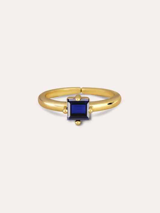 Anillo zirconia azul baño de oro PUNTO JOYERIA