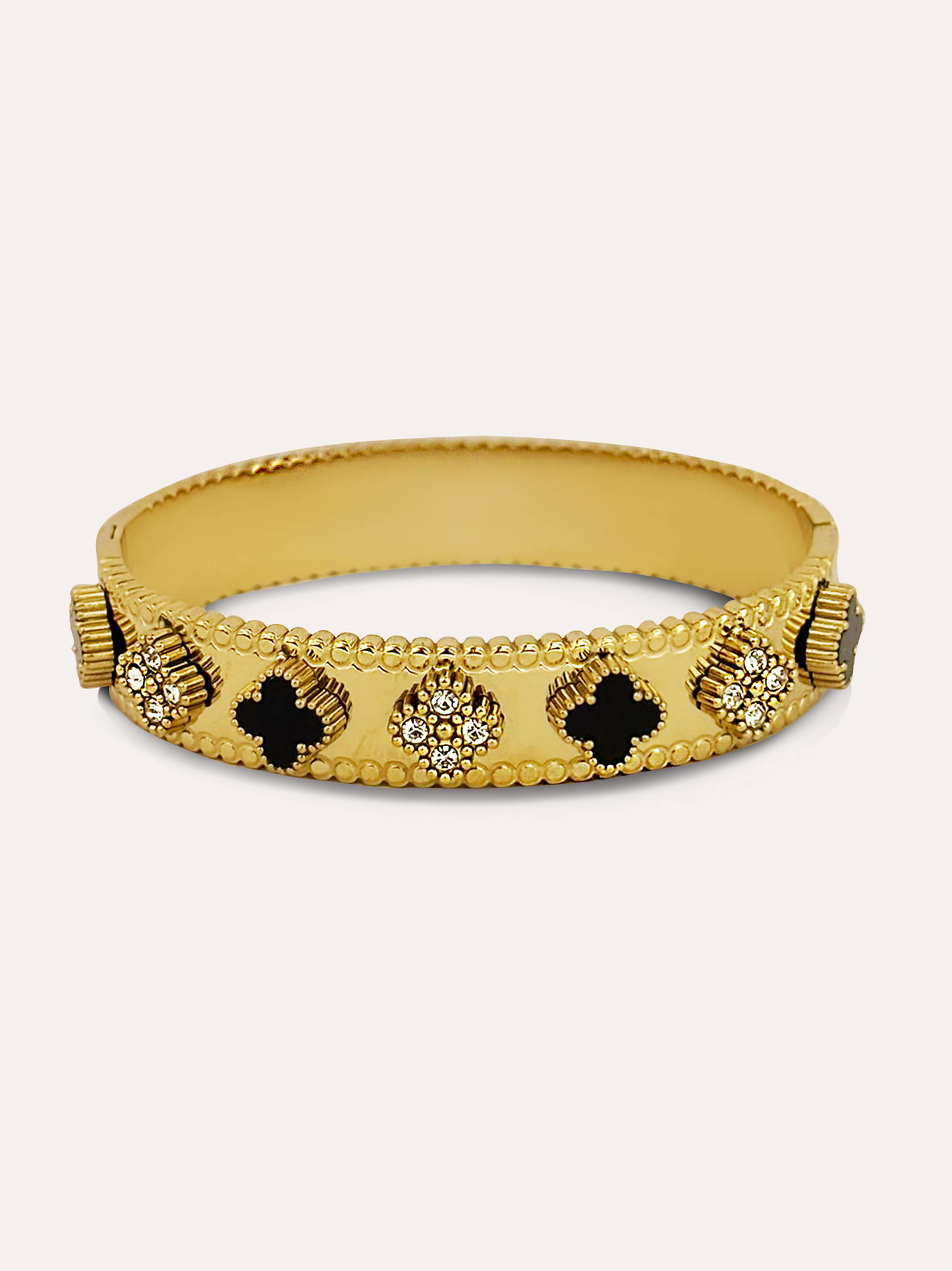 Brazalete trebol zirconias acero PUNTO JOYERIA