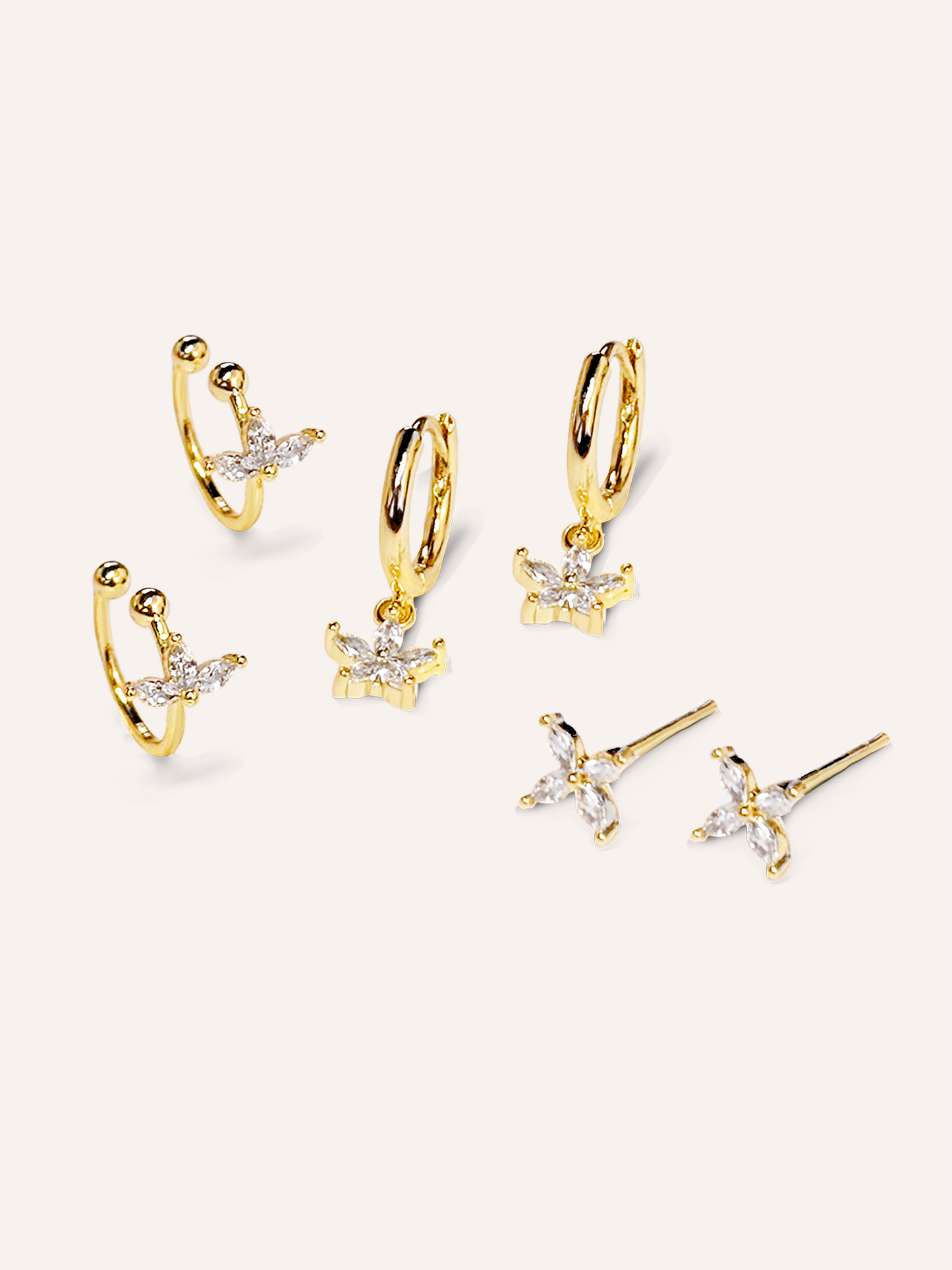 Set aretes 6 pzs dorado PUNTO JOYERIA