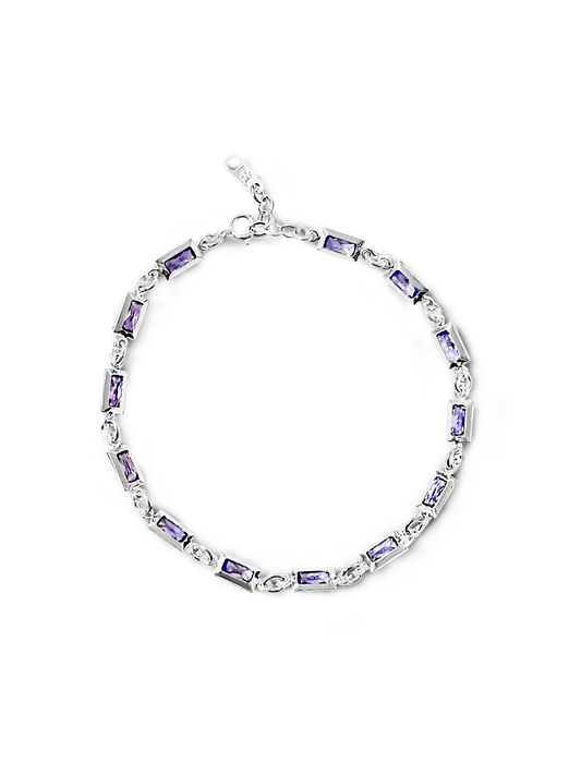 Pulsera zirconia morada plata 925 PUNTO JOYERIA
