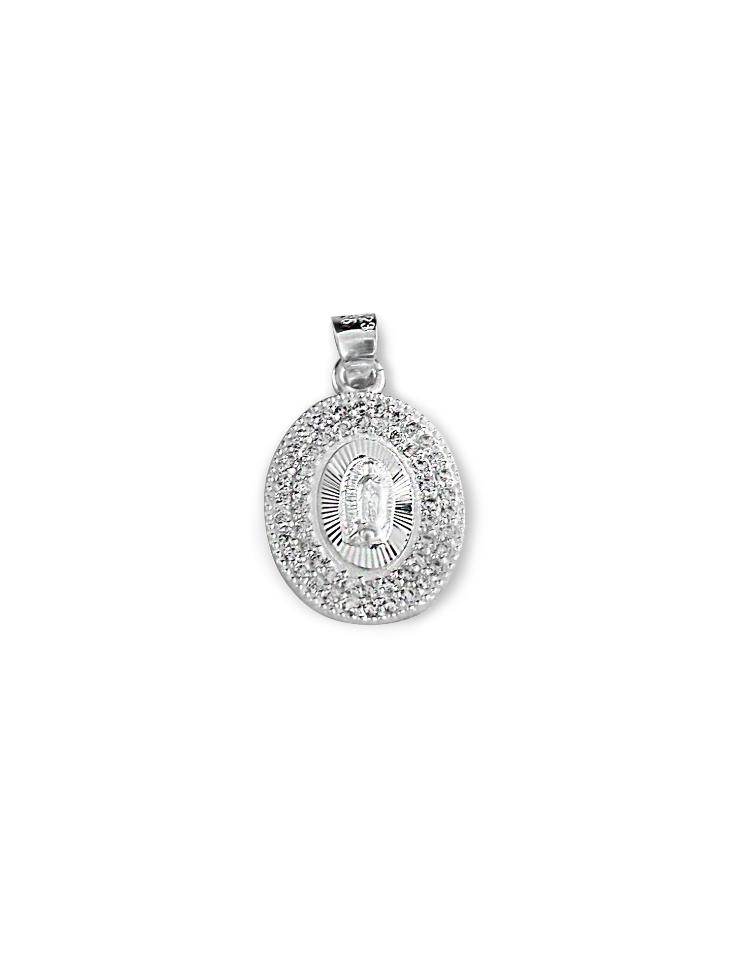 Medalla virgen de guadalupe bicelada con zirconias plata 925 PUNTO JOYERIA