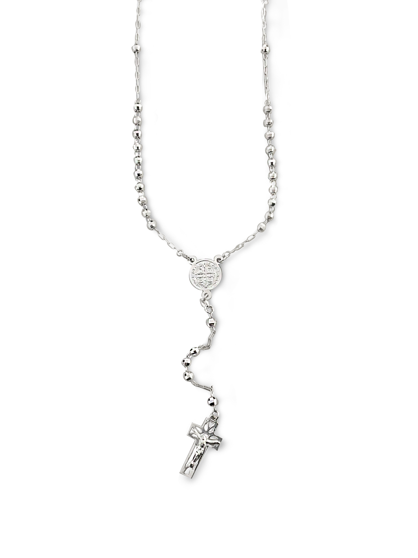 Rosario san benito esfera esmerilada plata 925 PUNTO JOYERIA