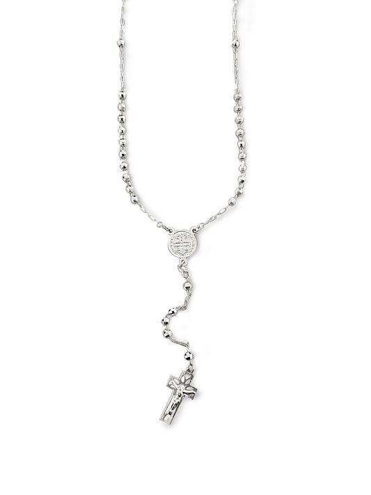 Rosario san benito esfera esmerilada plata 925 PUNTO JOYERIA