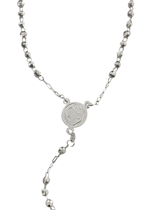 Rosario san benito esfera esmerilada plata 925 PUNTO JOYERIA