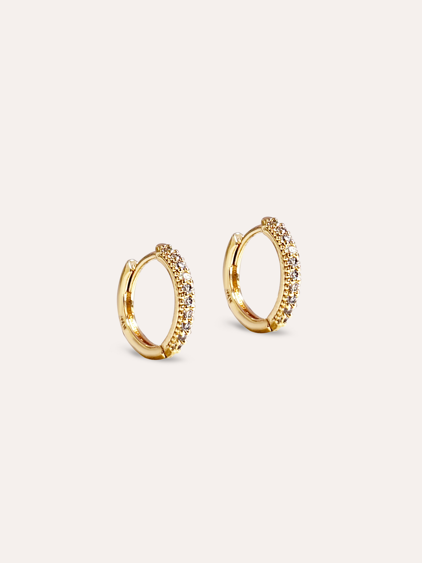 Aretes hoops zirconias baño oro PUNTO JOYERIA
