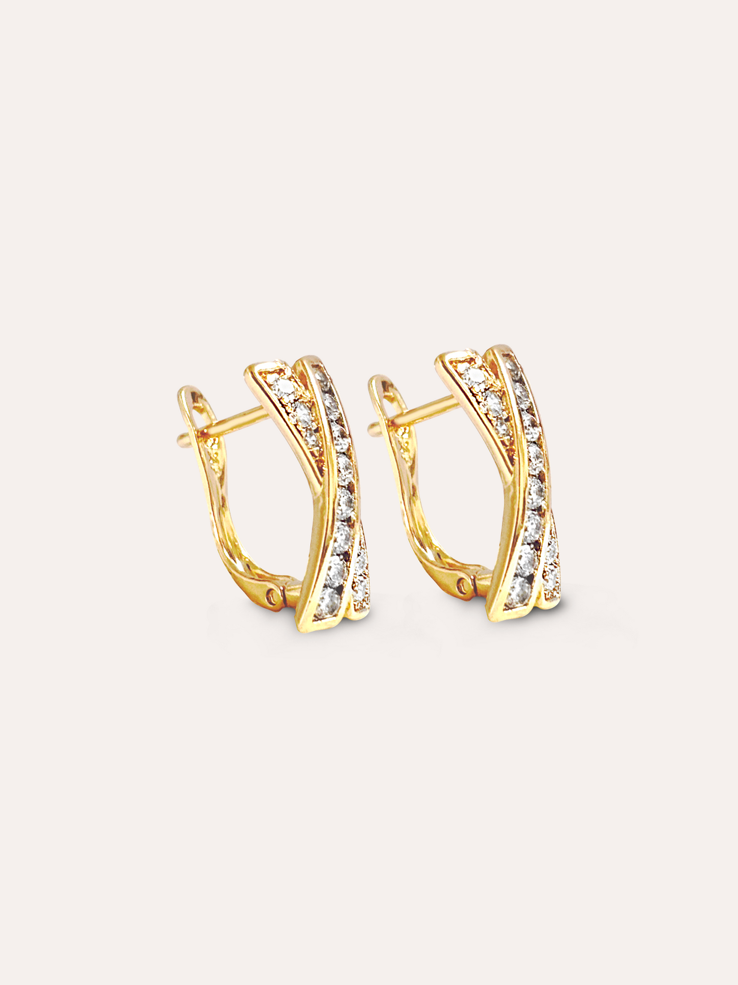 Aretes arracada zirconias baño oro PUNTO JOYERIA