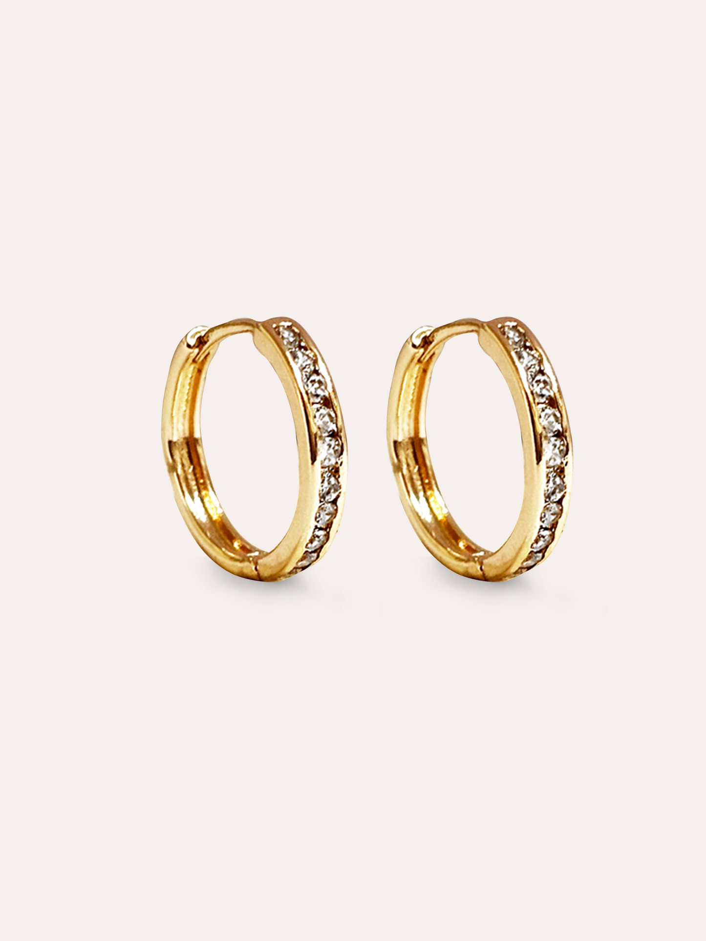 Aretes aro zirconias baño oro PUNTO JOYERIA