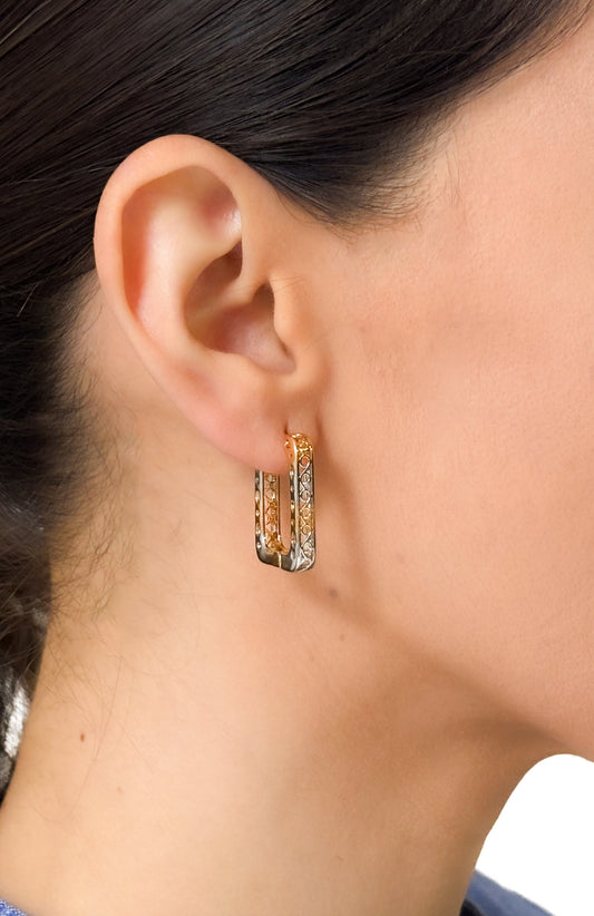 Aretes aro bitono PUNTO JOYERIA