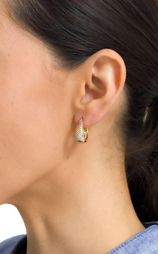 Aretes arracada baño de oro florentino PUNTO JOYERIA