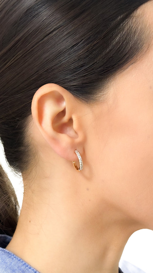 Aretes hoops zirconias baño oro PUNTO JOYERIA