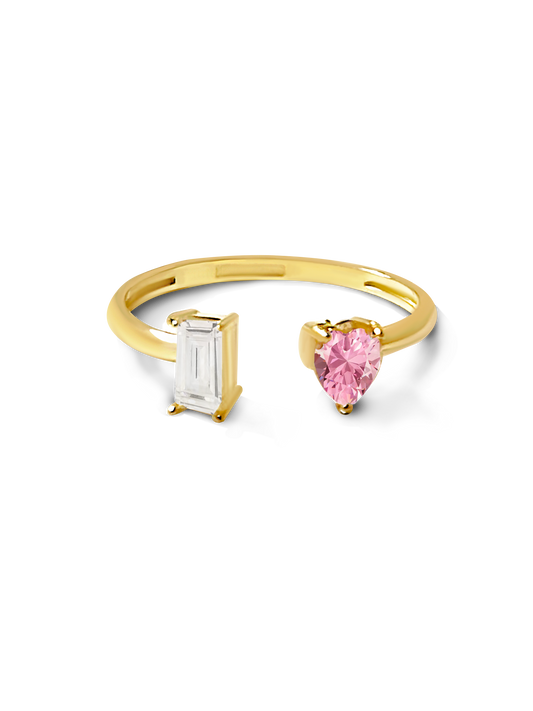 Anillo zirconias suizas corazon en Oro 10K PUNTO JOYERIA