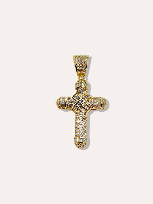 Dije cruz con zirconias baño de oro PUNTO JOYERIA
