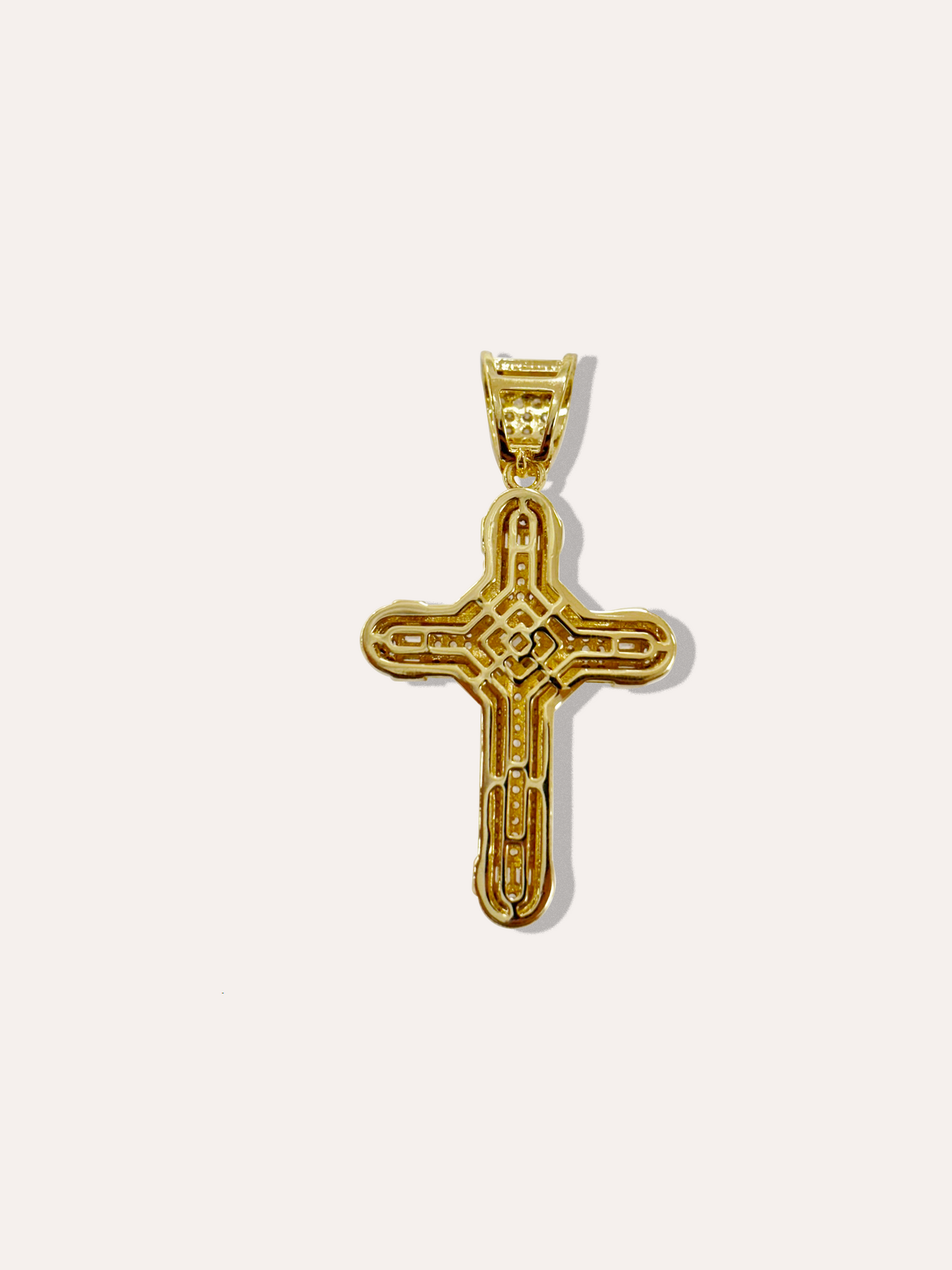 Dije cruz con zirconias baño de oro PUNTO JOYERIA