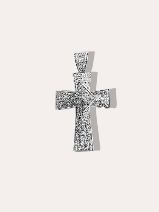 Cruz pavé zirconias baño de rodio