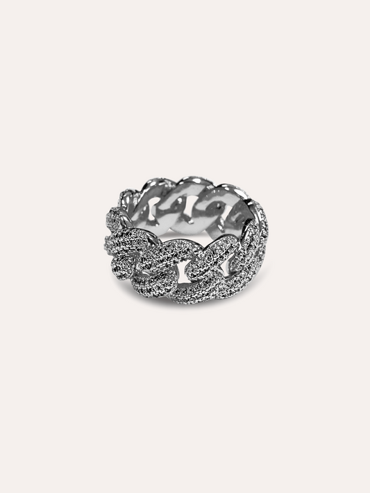 Anillo eslabonez pavé zirconias baño de oro PUNTO JOYERIA