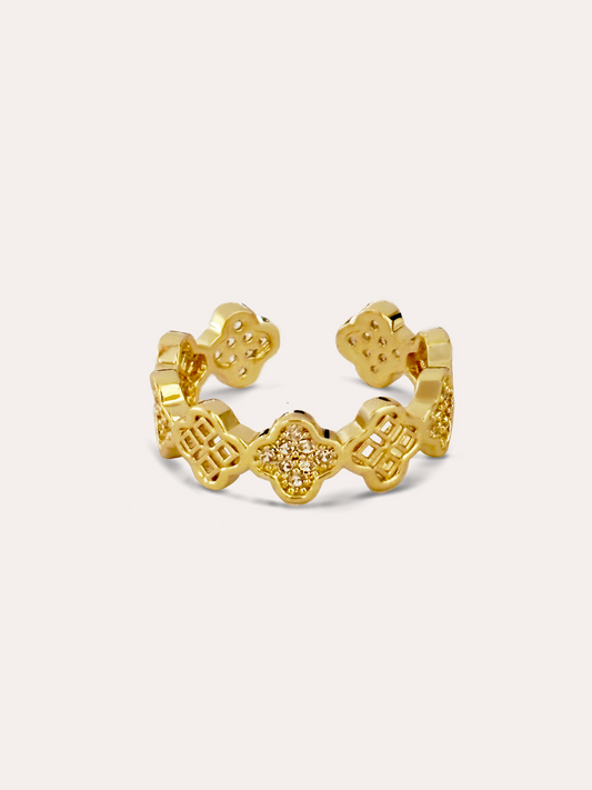 Anillo trebol baño de oro PUNTO JOYERIA