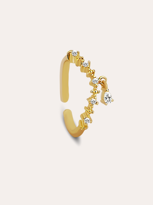 Anillo zirconia colagnte ajustable baño de rodio PUNTO JOYERIA