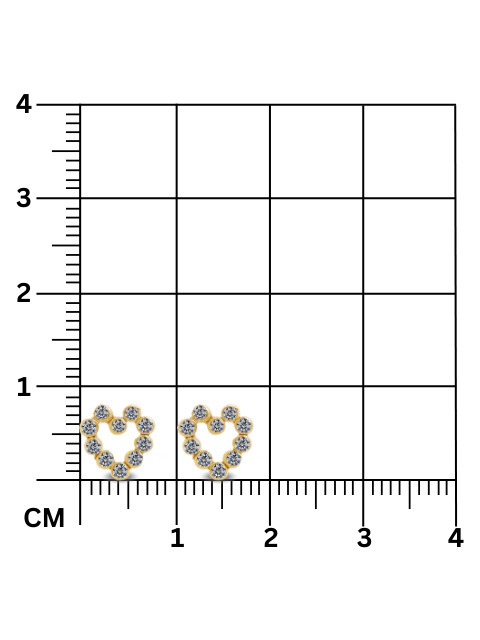 Broqueles corazon zirconias oro PUNTO JOYERIA