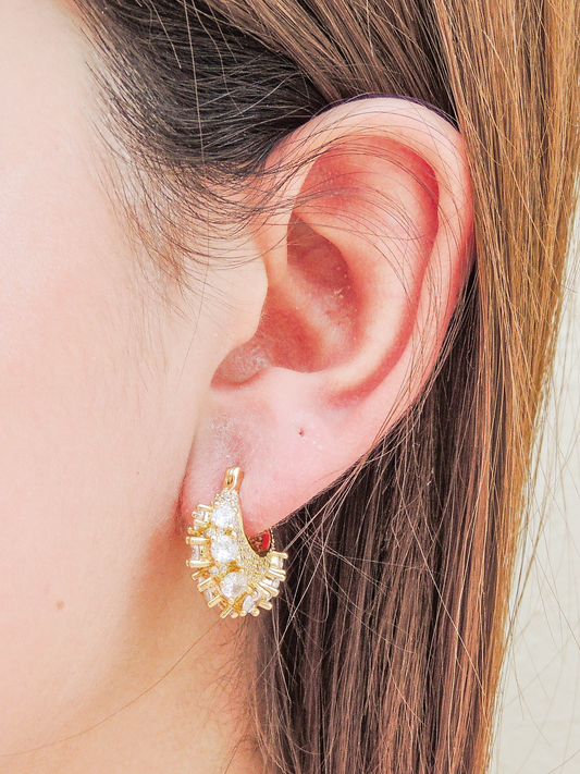 Aretes aro zirconias dorado PUNTO JOYERIA