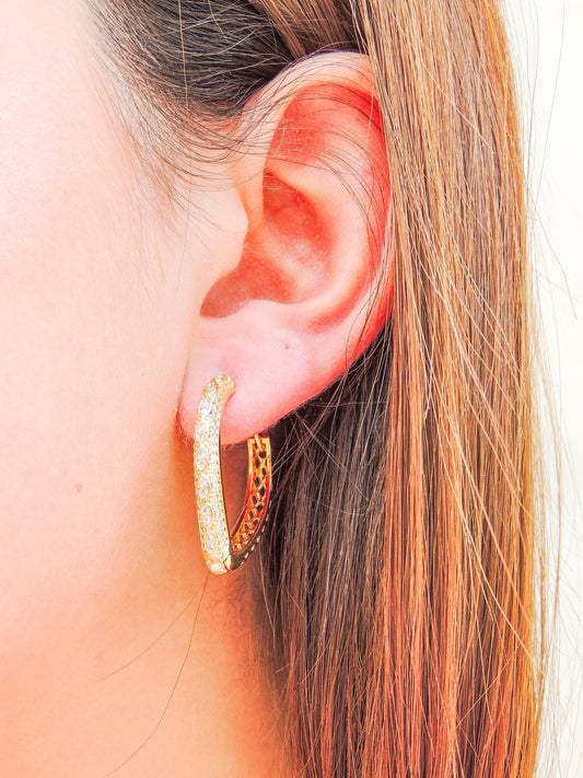 Aros zirconias dorado PUNTO JOYERIA