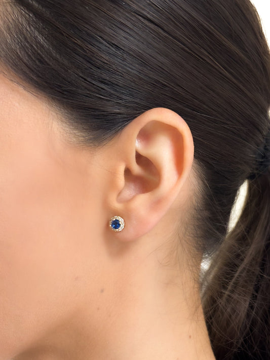 ARETES BROQUEL ZIRCONIAS BAÑO DE ORO PUNTO JOYERIA