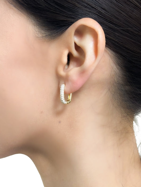Aretes zirconias baño de oro PUNTO JOYERIA