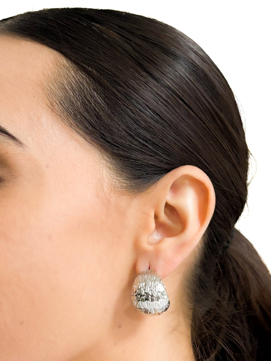 Aretes irregulares baño de rodio PUNTO JOYERIA