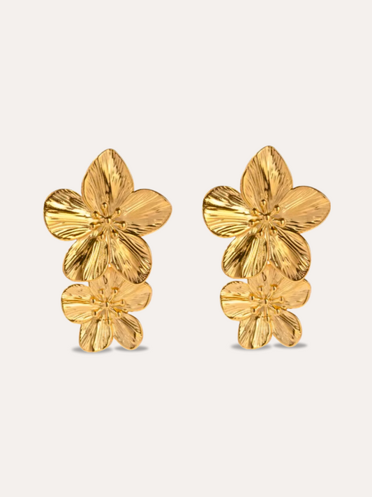 Aretes flor largos dorado