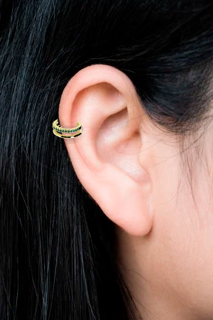 EARCUFF ZIRCONIA VERDE ACERO PUNTO JOYERIA