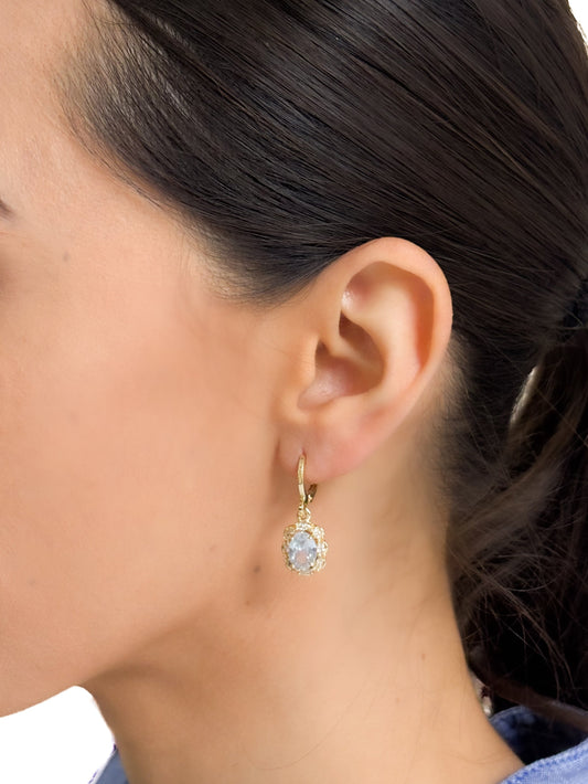 Aretes zirconias baño de oro PUNTO JOYERIA