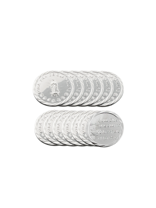 Arras con diseño de Virgen de Guadalupe en Plata 925 efecto platinado PUNTO JOYERIA