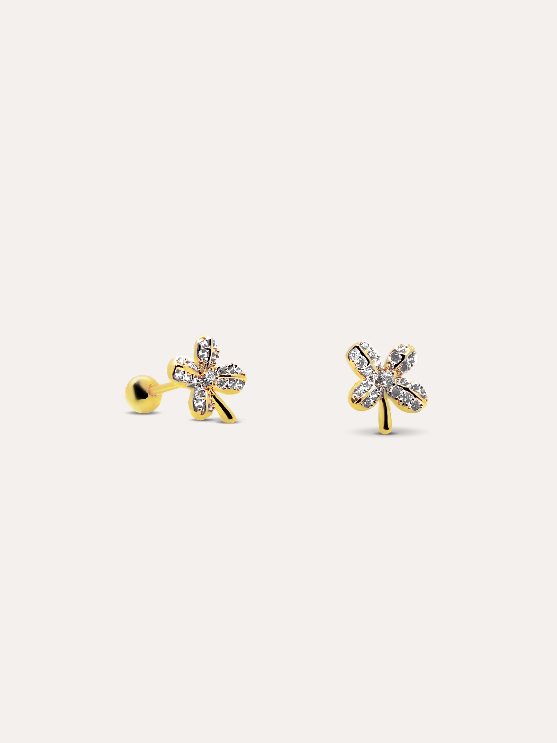 Broqueles flor zirconias baño de oro PUNTO JOYERIA