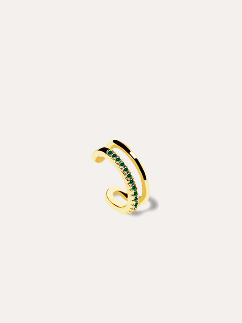 EARCUFF ZIRCONIA VERDE ACERO PUNTO JOYERIA