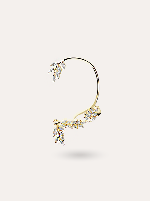 EARCUFF FLORAL BAÑO DE ORO PUNTO JOYERIA