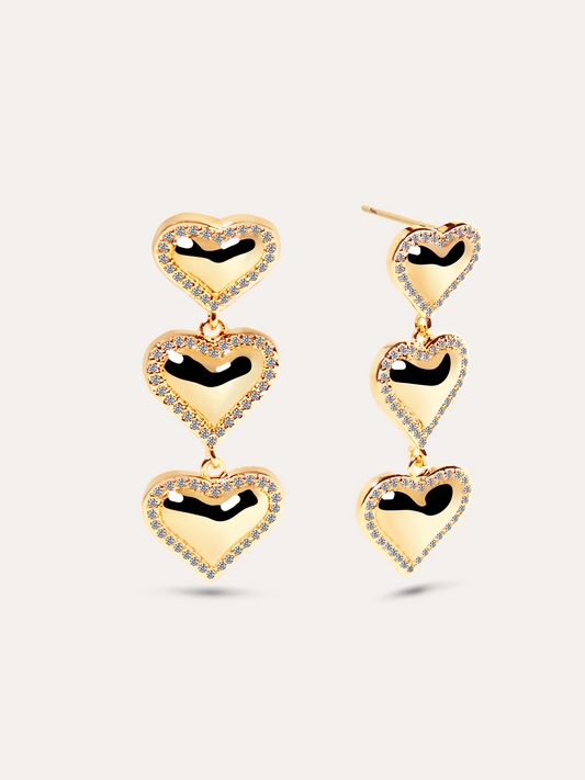 Aretes corazon dorado